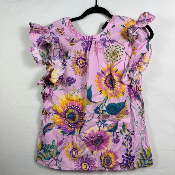 Elie Tahari Pink and Yellow Floral Blouse Women’s Size M - Picture 1 of 6